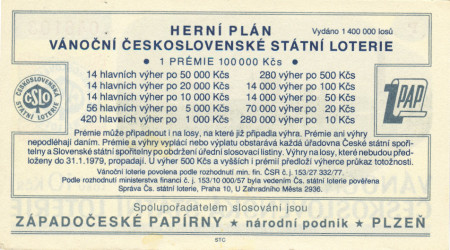 los ČSLO 1978 - plzeňská papírna rub